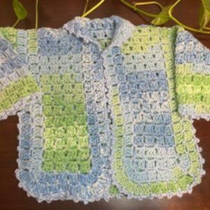 Crocheted Baby Sweater w/Unique Stitching